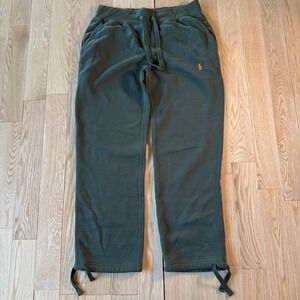 Polo Ralph Lauren Green Orange Pony Open Hem Fleece Sweatpants Mens Large